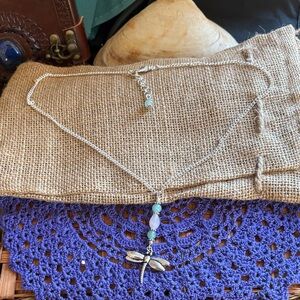 Silver Dragonfly Pendant Necklace